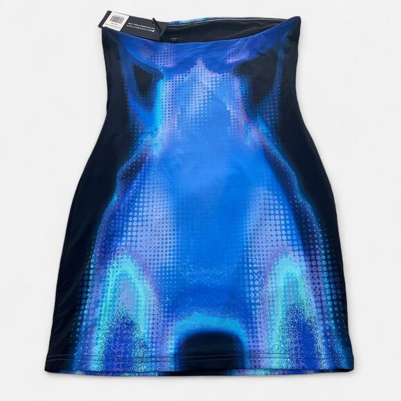WhiteFox Life On Mars Blue Strapless Mini Bodycon Dress NWT M | Cosmic Core - Picture 5 of 8